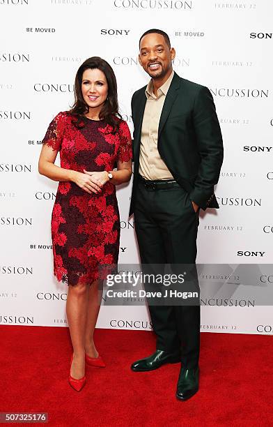 Will Smith and Susanna Reid attend a special screening of "Concussion" at Ham Yard Hotel on January 28, 2016 in London, England.