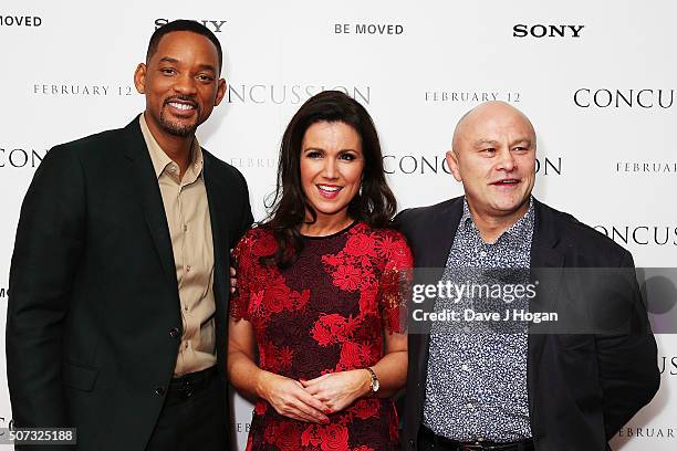 Will Smith, Susanna Reid and Brian Moore attend a special screening of "Concussion" at Ham Yard Hotel on January 28, 2016 in London, England.