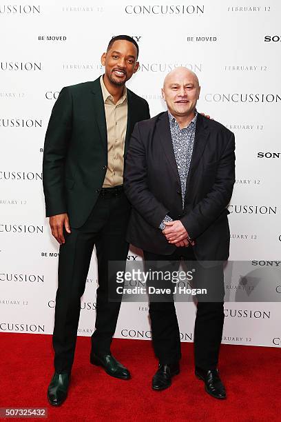 Will Smith and Brian Moore attend a special screening of "Concussion" at Ham Yard Hotel on January 28, 2016 in London, England.