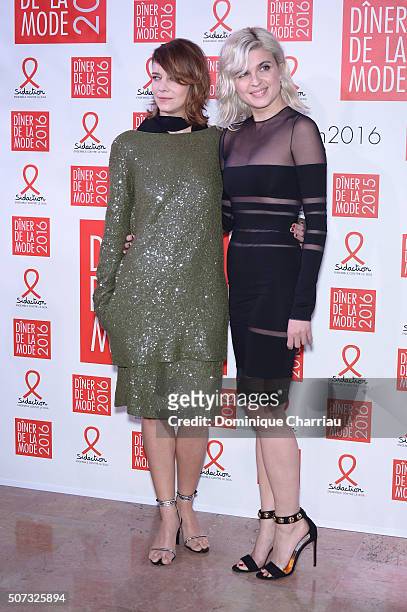 Celine Sallette and Cecile Cassel attend the Sidaction Gala Dinner 2016 as part of Paris Fashion Week on January 28, 2016 in Paris, France.