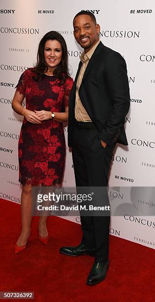 Susanna Reid and Will Smith attend a special screening of "Concussion" hosted by Will Smith, Susanna Reid and Brian Moore at The Ham Yard Hotel on...