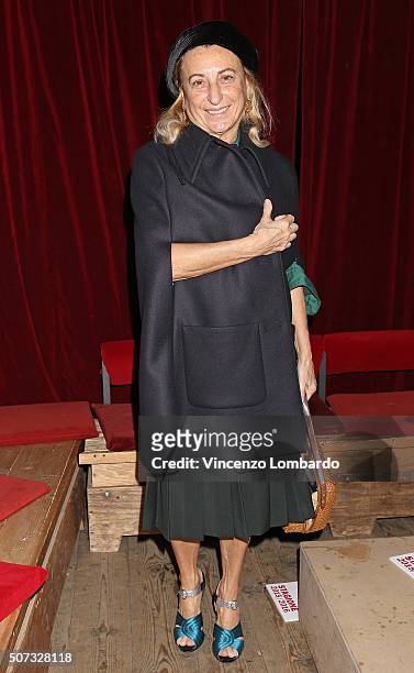 Miuccia Prada attends the 'Casa Di Bambola' Opening Night at Teatro Parenti on January 28, 2016 in Milan, Italy.
