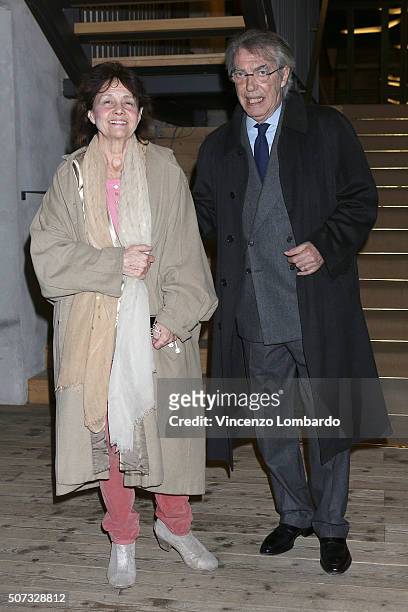 Milly Moratti and Massimo Moratti attend the 'Casa Di Bambola' Opening Night at Teatro Parenti on January 28, 2016 in Milan, Italy.