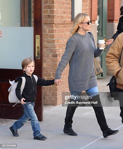 Actress Kate Hudson and Bingham Hawn Bellamy are seen walking in Soho on January 28, 2016 in New York City.