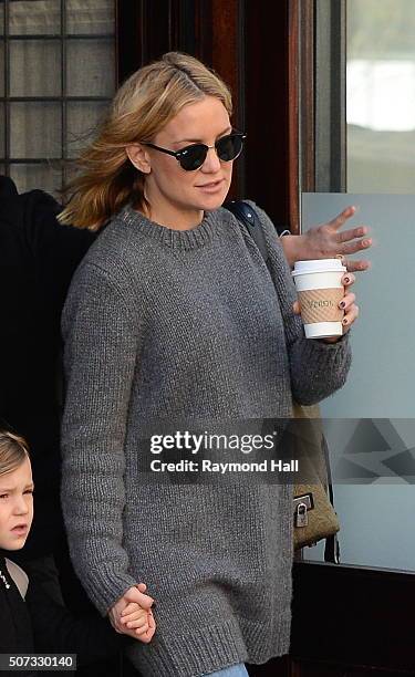 Actress Kate Hudson, Bingham Hawn Bellamy are seen walking in Soho on January 28, 2016 in New York City.