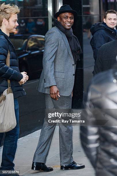 Actor Wayne Brady leaves the "Good Morning America" taping at the ABC Times Square Studios on January 28, 2016 in New York City.