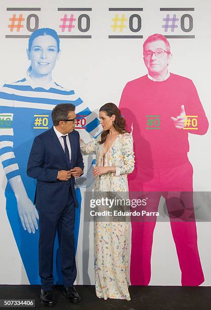 Andreu Buenafuente and Raquel Sanchez Silva attend Movistar+ New Channel party photocall at Telefonica Flagship on January 28, 2016 in Madrid, Spain.