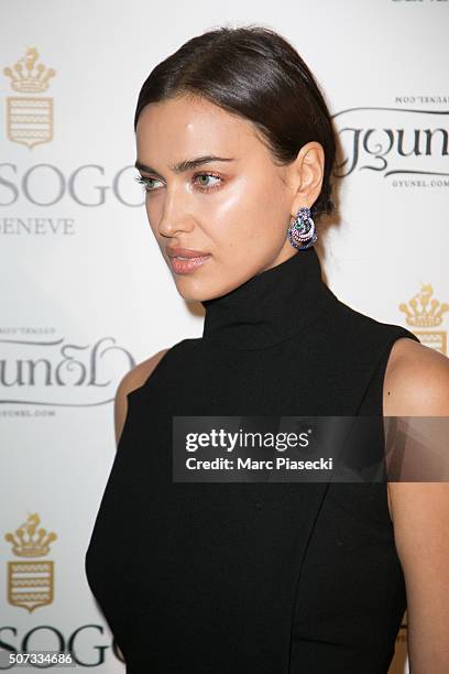 Irina Shayk attends the 'De Grisogono' La Boetie cocktail on January 28, 2016 in Paris, France.