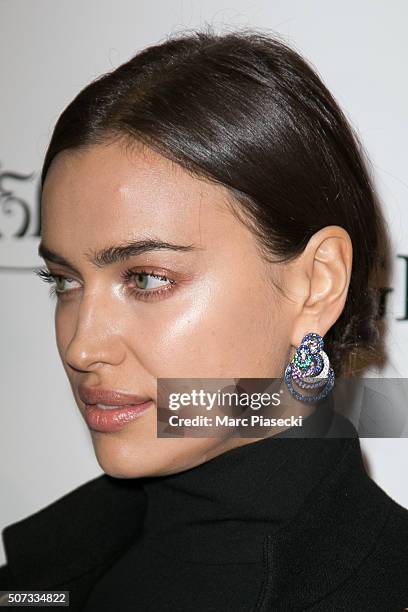 Irina Shayk attends the 'De Grisogono' La Boetie cocktail on January 28, 2016 in Paris, France.