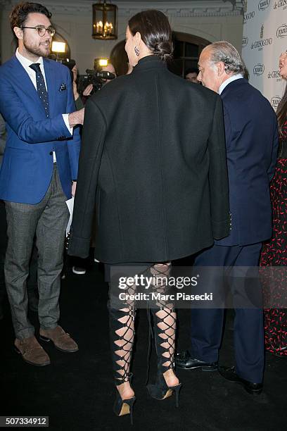 Irina Shayk, attends the 'De Grisogono' La Boetie cocktail on January 28, 2016 in Paris, France.