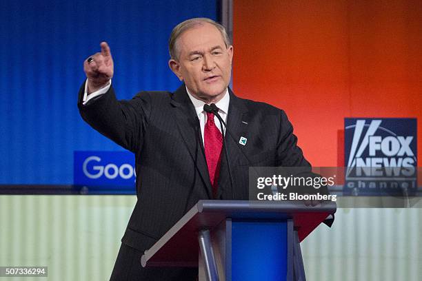 Jim Gilmore, former governor of Virginia and 2016 Republican presidential candidate, speaks during the Republican presidential candidate debate at...