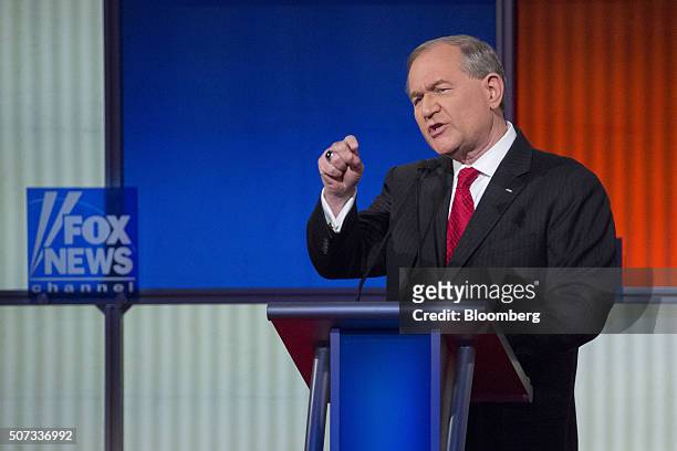 Jim Gilmore, former governor of Virginia and 2016 Republican presidential candidate, speaks during the Republican presidential candidate debate at...