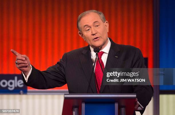 Republican Presidential candidate Jim Gilmore speaks during undercard Republican Presidential debate sponsored by Fox News at the Iowa Events Center...