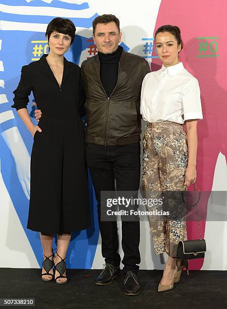 Barbara Lennie, Alex Brendemuhl and Veronica Sanchez attend the Movistar+ New Channel presentation at Telefonica Flagship Store on January 28, 2016...