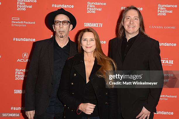 Screenwriters Duke Erikson, Allison McGourty, and Bernard MacMahon attend the "American Epic" Premiere during the 2016 Sundance Film Festival at...