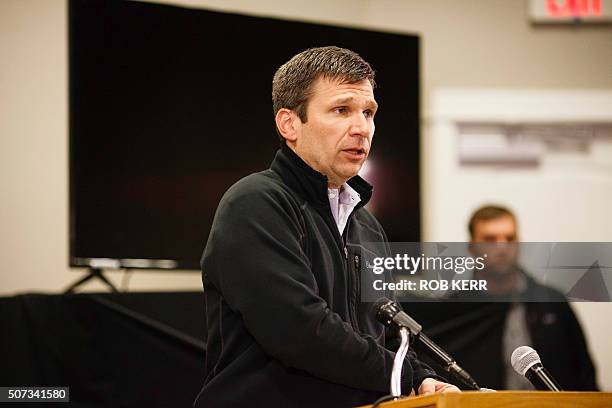 Special agent Greg Bretzing addresses the public at the Harney County Chamber of Commerce meeting in Burns, Oregon on January 28, 2016. A convoy of...