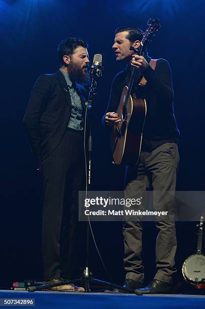 Scott Avett and Seth Avett of The Avett Brothers perform onstage during the "American Epic" Premiere during the 2016 Sundance Film Festival at Eccles...