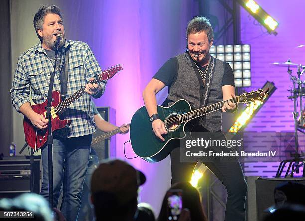 Michael Britt and Dean Sams of the band Lonestar performs at Honda Stage at the NHL Fan Fair presented by Bridgestone, on January 28, 2016 in...