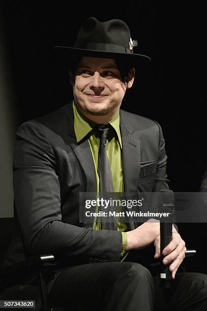 Jack White speaks onstage at the "American Epic" Premiere during the 2016 Sundance Film Festival at Eccles Center Theatre on January 28, 2016 in Park...