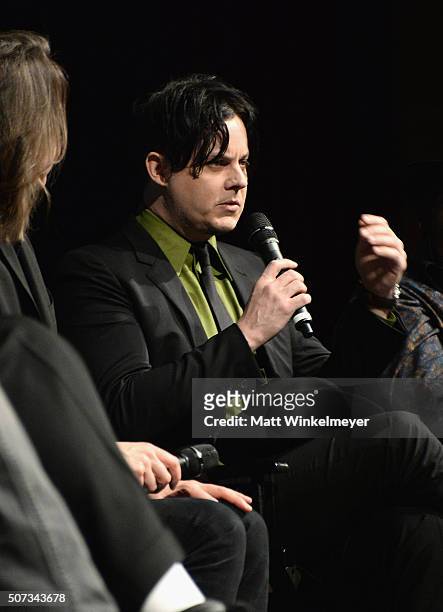 Jack White speaks onstage at the "American Epic" Premiere during the 2016 Sundance Film Festival at Eccles Center Theatre on January 28, 2016 in Park...