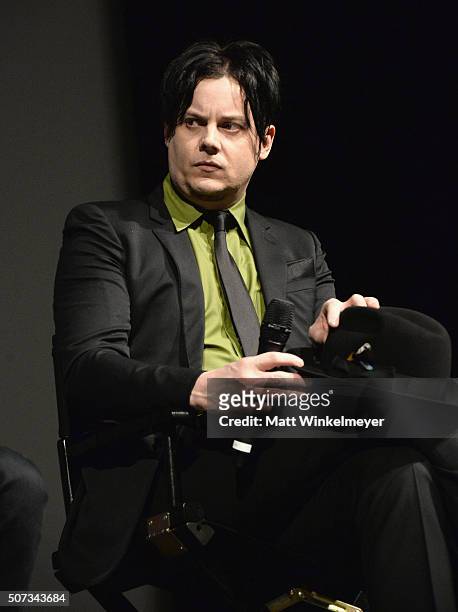 Jack White speaks onstage at the "American Epic" Premiere during the 2016 Sundance Film Festival at Eccles Center Theatre on January 28, 2016 in Park...