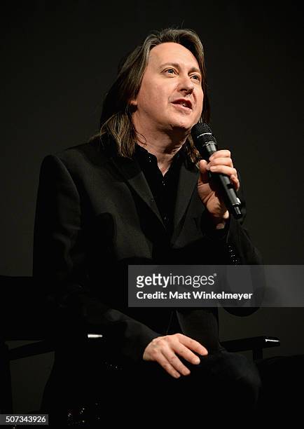 Filmmaker Bernard MacMahon speaks onstage at the "American Epic" Premiere during the 2016 Sundance Film Festival at Eccles Center Theatre on January...