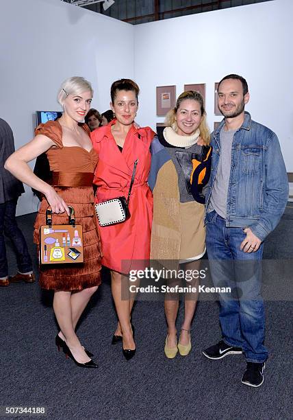 Artist Rosson Crow, publicist Linlee Allen, designer Magda Berliner and photographer Jeff Vespa attend the Art Los Angeles Contemporary 2016 Opening...