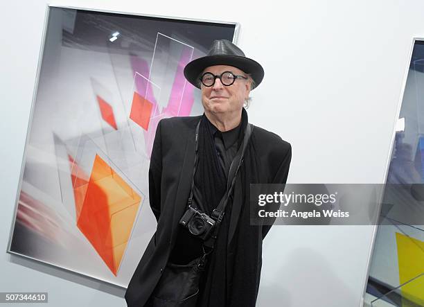 Guest attends the Art Los Angeles Contemporary 2016 Opening Night at Barker Hangar on January 28, 2016 in Santa Monica, California.
