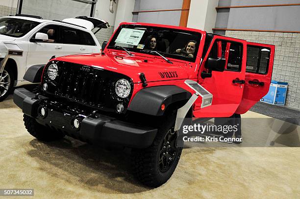 Jeep Wrangler Willy is on display during the Washington Auto Show at the Washington Auto Show in Washington DC on January 28, 2016.