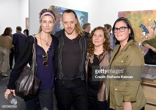 Artists Nancy Baker Cahill, Yuval Pudick, Rebecca Morris and Sarah Cohen attend the Art Los Angeles Contemporary 2016 Opening Night at Barker Hangar...