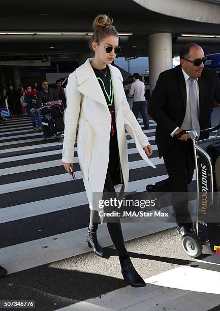 Model Gigi Hadid is seen on January 28, 2016 Los Angeles, CA.