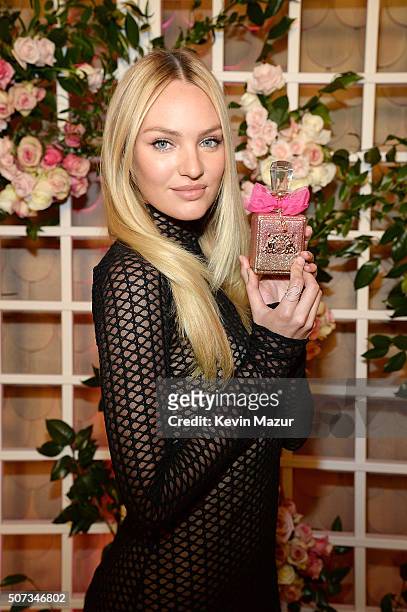 Candice Swanepoel launches Viva La Juicy Rose fragrance at Nomo Soho Hotel on January 28, 2016 in New York City.