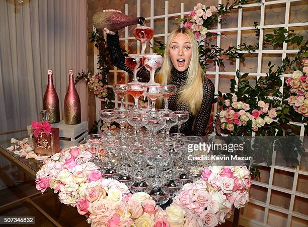 Candice Swanepoel launches Viva La Juicy Rose fragrance at Nomo Soho Hotel on January 28, 2016 in New York City.