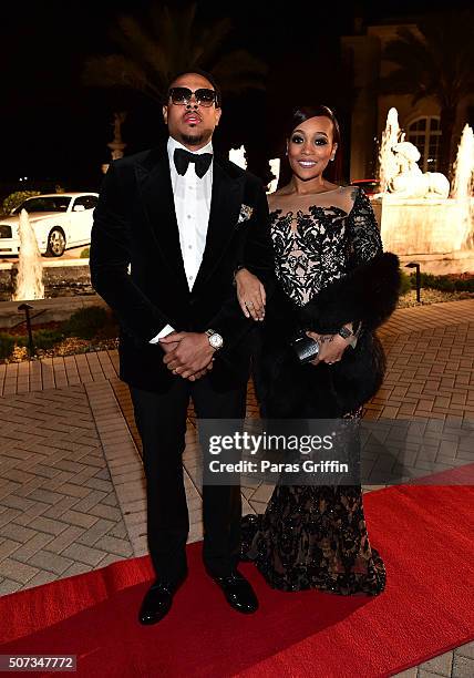 Shannon Brown and Monica Brown attend Rick Ross' 40th Birthday Celebration on January 28, 2016 in Fayetteville, Georgia.