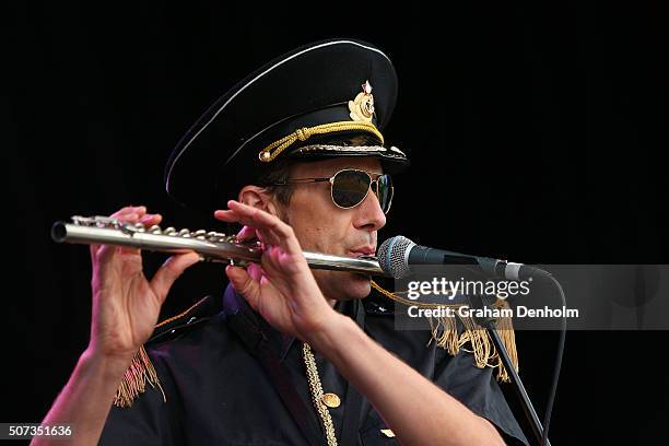 The Bombay Royale perform on the Heineken Live Stage during day twelve of the 2016 Australian Open at Melbourne Park on January 29, 2016 in...