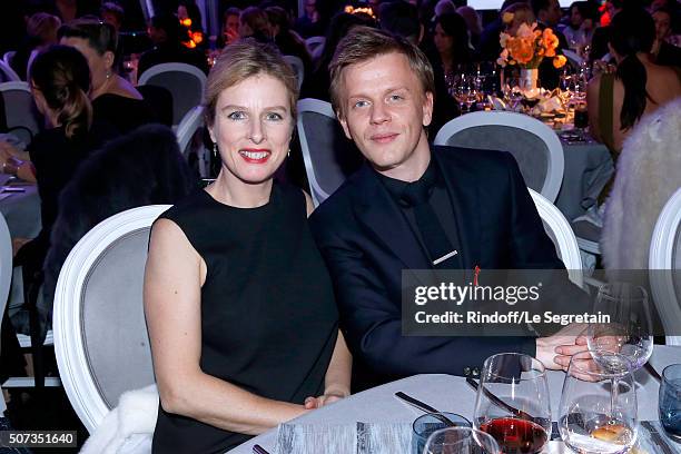 Karin Viard and Alex Lutz attend the Sidaction Gala Dinner 2016 as part of Paris Fashion Week. Held at Pavillon d'Armenonville on January 28, 2016 in...