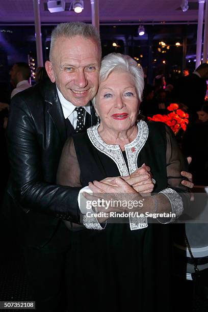 Jean-Paul Gaultier and Line Renaud attend the Sidaction Gala Dinner 2016 as part of Paris Fashion Week. Held at Pavillon d'Armenonville on January...