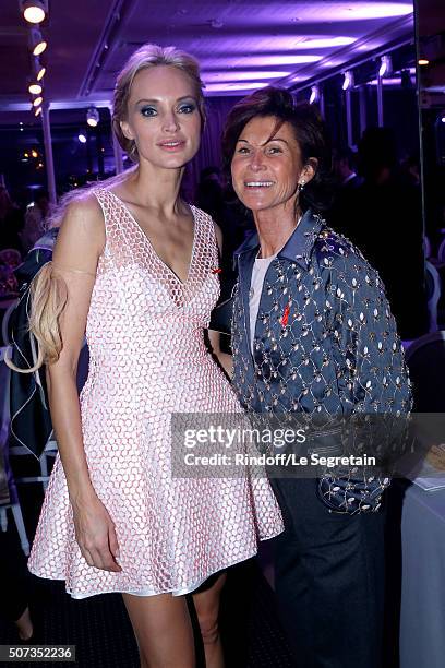 Models Inna Zobova and Sylvie Rousseau attend the Sidaction Gala Dinner 2016 as part of Paris Fashion Week. Held at Pavillon d'Armenonville on...