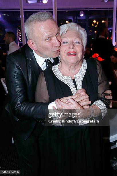 Jean-Paul Gaultier and Line Renaud attend the Sidaction Gala Dinner 2016 as part of Paris Fashion Week. Held at Pavillon d'Armenonville on January...