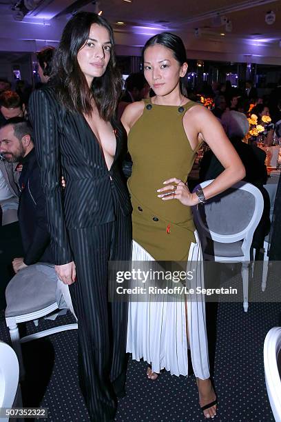 Leila Yavari and Tina Leung attend the Sidaction Gala Dinner 2016 as part of Paris Fashion Week. Held at Pavillon d'Armenonville on January 28, 2016...