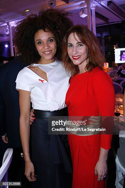 Actress Stefi Celma and Karolyne Leibovici attend the Sidaction Gala Dinner 2016 as part of Paris Fashion Week. Held at Pavillon d'Armenonville on...