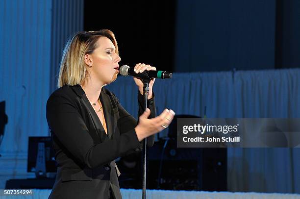 Singer Hayley Warner performs during the G'Day USA 2016 Black Tie Gala at Vibiana on January 28, 2016 in Los Angeles, California.