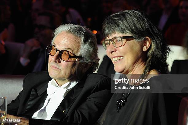 George Miller and Margaret Sixel attend the G'Day USA 2016 Black Tie Gala at Vibiana on January 28, 2016 in Los Angeles, California.