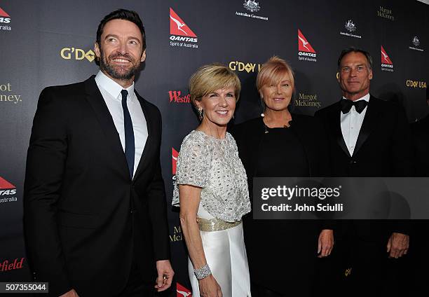 Hugh Jackman, Julie Bishop, Deborra-Lee Furness and David Panton attend the 2016 G'Day Los Angeles Gala at Vibiana on January 28, 2016 in Los...