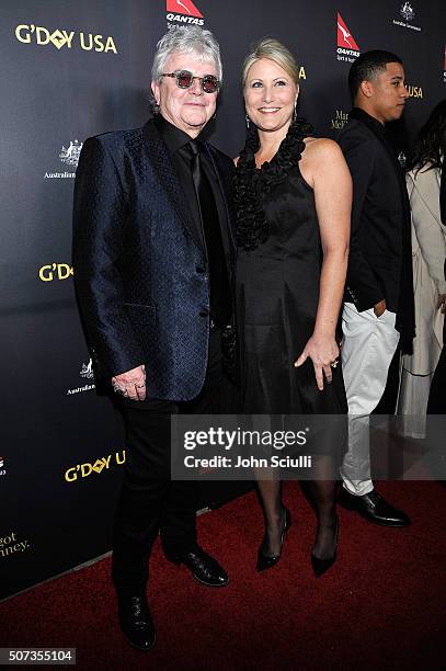 Russell Hitchcock and Laurie Hitchcock attend the G'Day USA 2016 Black Tie Gala at Vibiana on January 28, 2016 in Los Angeles, California.