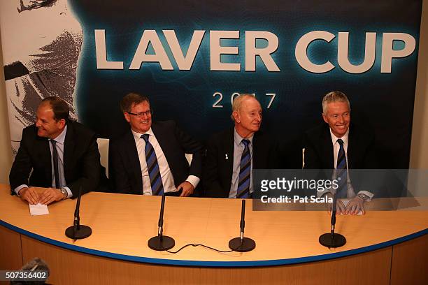 President and CEO of TEAM8 Tony Godsick. Tennis Australia President Stephen Healy, Australian tennis great Rod Laver and Chief Executive Officer,...