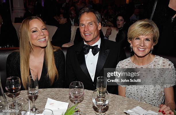 Mariah Carey, David Panton and Member of the Australian House of Representatives Julie Bishop attend the G'Day USA 2016 Black Tie Gala at Vibiana on...