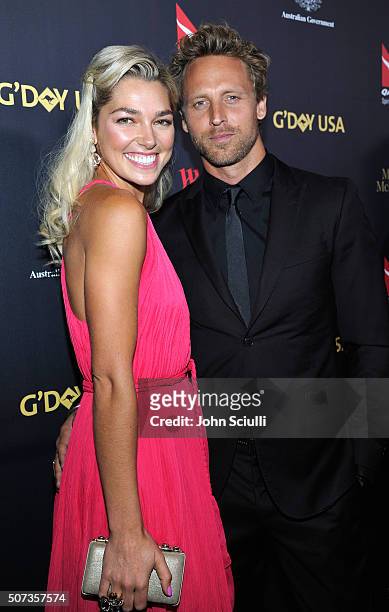 Ashley Hart and Buck Palmer attend the G'Day USA 2016 Black Tie Gala at Vibiana on January 28, 2016 in Los Angeles, California.