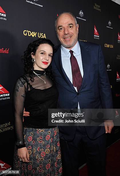 Greg Basser and daughter attend the G'Day USA 2016 Black Tie Gala at Vibiana on January 28, 2016 in Los Angeles, California.