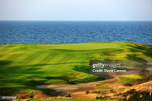 The 230 yards par 3, second hole on the Greg Norman designed championship course at the Almouj Golf on January 27, 2016 in Muscat, Oman.